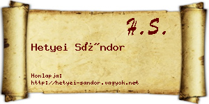 Hetyei Sándor névjegykártya